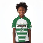 Custom Zimbabwe Rugby 3rd Africa Cup Kid Polo Shirt The Sables Back-to-Back Champions