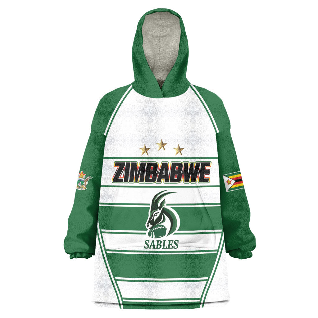 Custom Zimbabwe Rugby 3rd Africa Cup Kid Wearable Blanket Hoodie The Sables Back-to-Back Champions