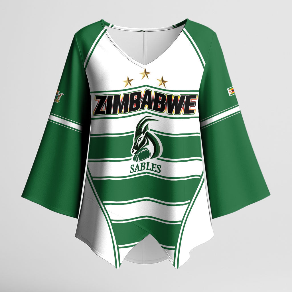 Custom Zimbabwe Rugby 3rd Africa Cup Kimono Sleeve Blouse The Sables Back-to-Back Champions