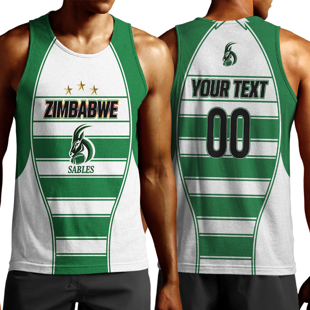 Custom Zimbabwe Rugby 3rd Africa Cup Men Tank Top The Sables Back-to-Back Champions