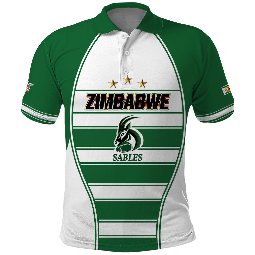 Custom Zimbabwe Rugby 3rd Africa Cup Polo Shirt The Sables Back-to-Back Champions