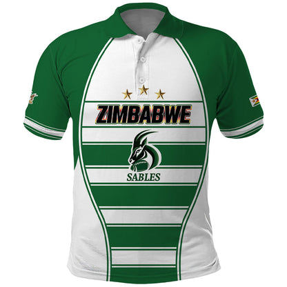Custom Zimbabwe Rugby 3rd Africa Cup Polo Shirt The Sables Back-to-Back Champions