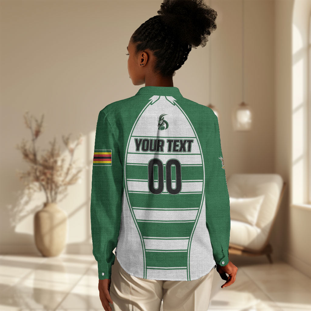 Custom Zimbabwe Rugby 3rd Africa Cup Women Casual Shirt The Sables Back-to-Back Champions