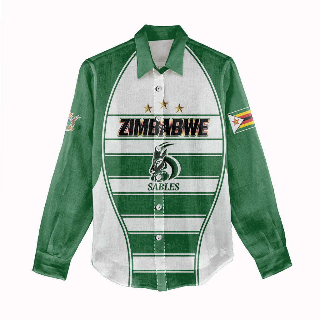 Custom Zimbabwe Rugby 3rd Africa Cup Women Casual Shirt The Sables Back-to-Back Champions