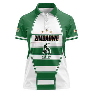 Custom Zimbabwe Rugby 3rd Africa Cup Women Polo Shirt The Sables Back-to-Back Champions