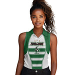 Custom Zimbabwe Rugby 3rd Africa Cup Women Sleeveless Polo Shirt The Sables Back-to-Back Champions