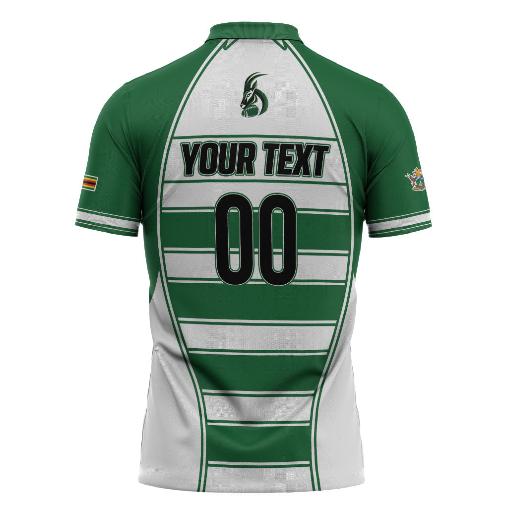 Custom Zimbabwe Rugby 3rd Africa Cup Zipper Polo Shirt The Sables Back-to-Back Champions