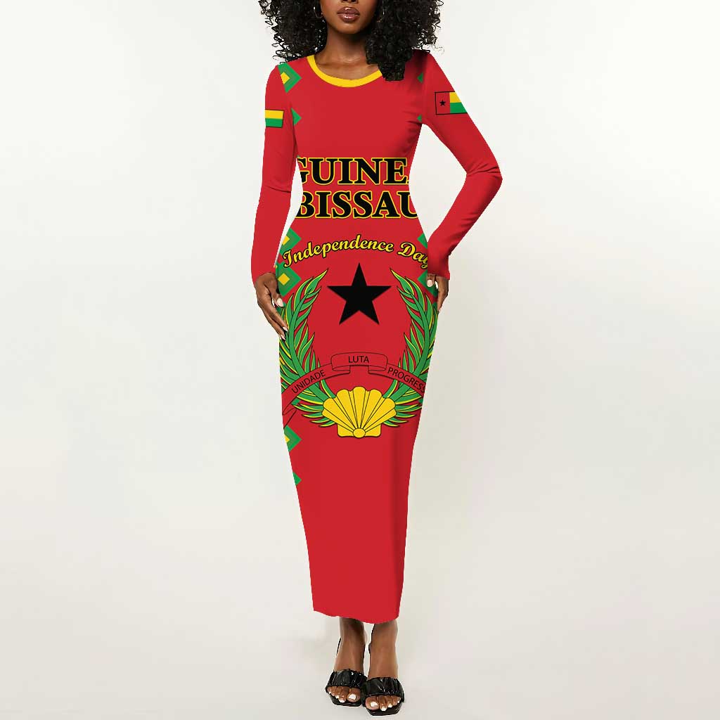 Guinea-Bissau Long Sleeve Bodycon Dress Unidade Luta Progresso LT01