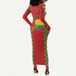 Guinea-Bissau Long Sleeve Bodycon Dress Unidade Luta Progresso LT01
