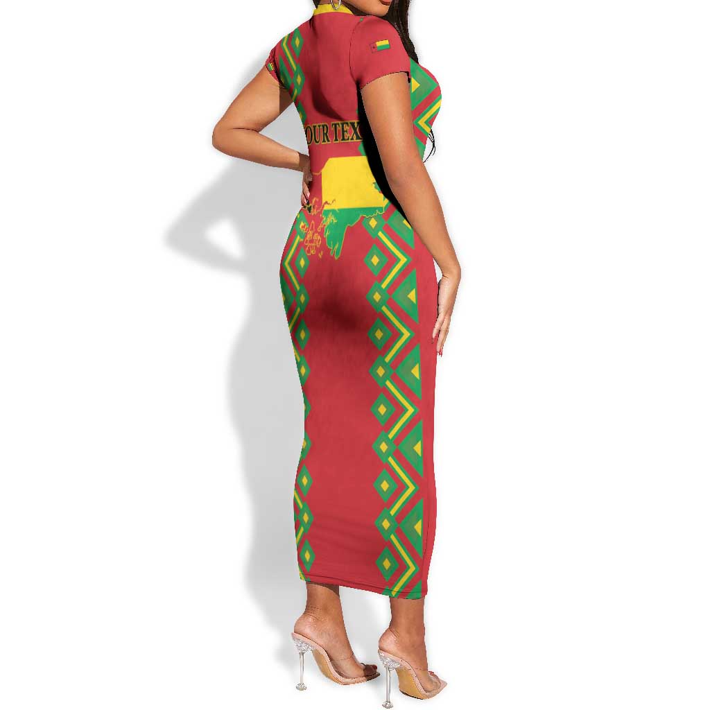 Guinea-Bissau Short Sleeve Bodycon Dress Unidade Luta Progresso LT01