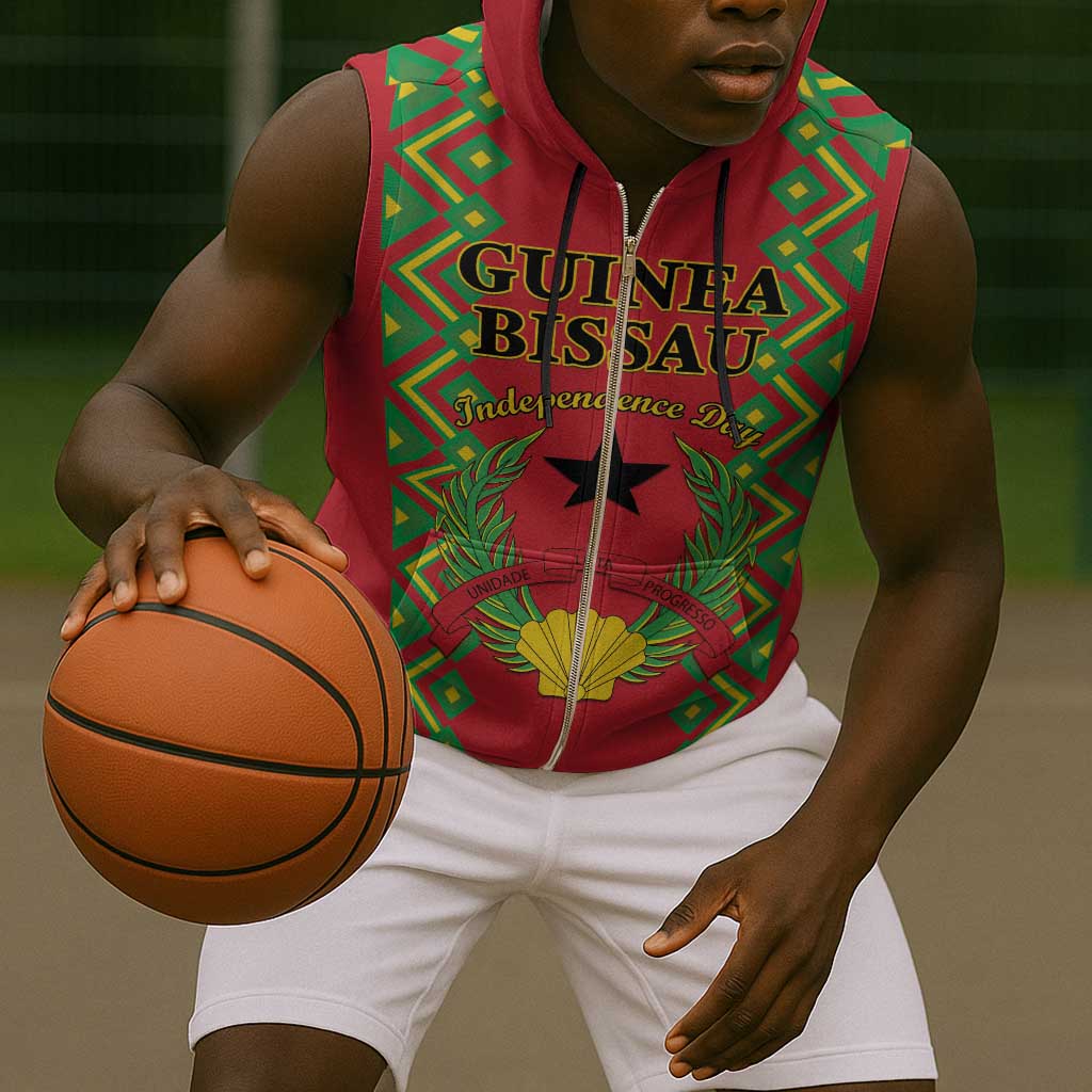 Guinea-Bissau Sleeveless Zip Hoodie Unidade Luta Progresso - African Pride