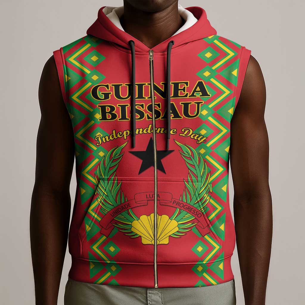 Guinea-Bissau Sleeveless Zip Hoodie Unidade Luta Progresso - African Pride