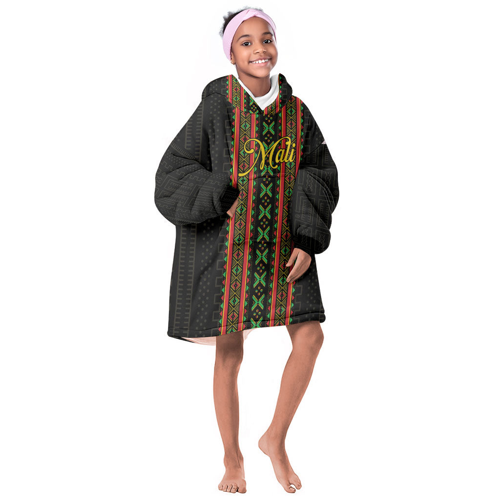 Personalized Mali Bogolanfini African Pattern Kid Wearable Blanket Hoodie