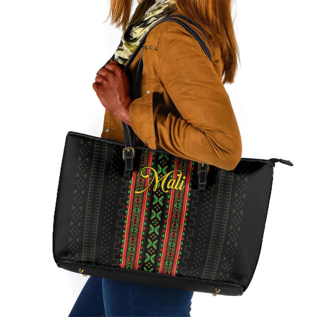 Mali Bogolanfini African Pattern Leather Tote Bag