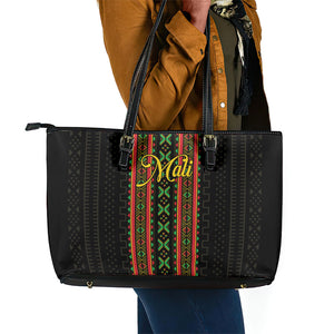 Mali Bogolanfini African Pattern Leather Tote Bag