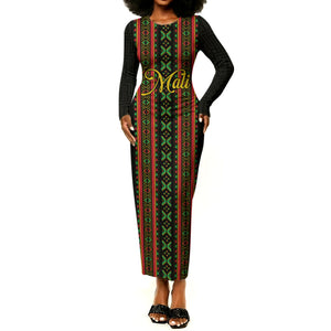 Personalized Mali Bogolanfini African Pattern Long Sleeve Bodycon Dress