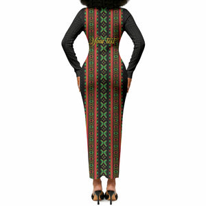 Personalized Mali Bogolanfini African Pattern Long Sleeve Bodycon Dress