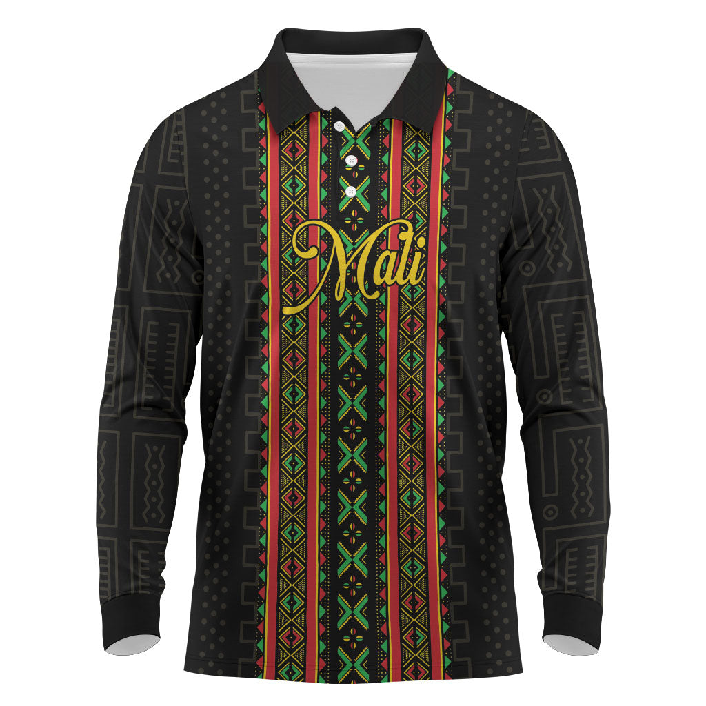 Personalized Mali Bogolanfini African Pattern Long Sleeve Polo Shirt
