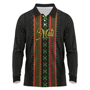 Personalized Mali Bogolanfini African Pattern Long Sleeve Polo Shirt