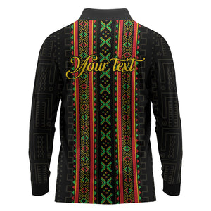 Personalized Mali Bogolanfini African Pattern Long Sleeve Polo Shirt