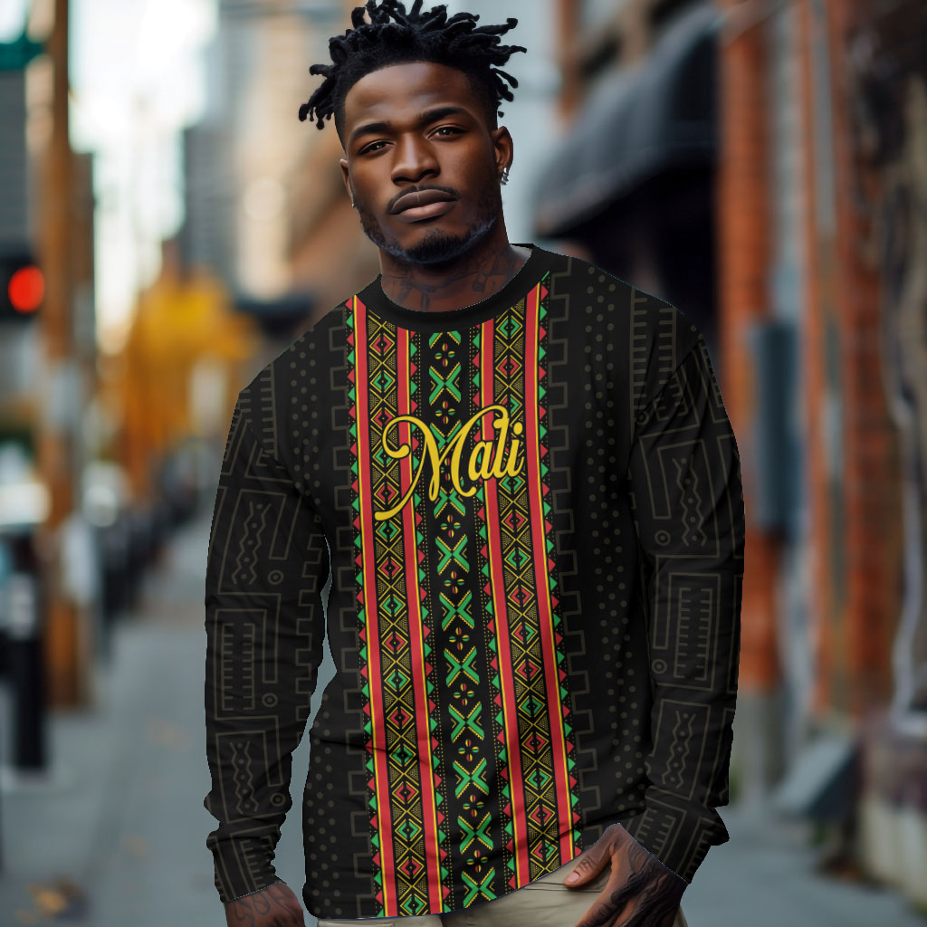 Personalized Mali Bogolanfini African Pattern Long Sleeve Shirt