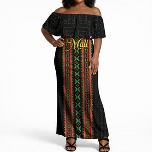 Personalized Mali Bogolanfini African Pattern Off Shoulder Maxi Dress