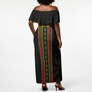 Personalized Mali Bogolanfini African Pattern Off Shoulder Maxi Dress