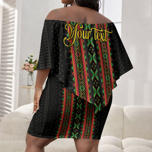 Personalized Mali Bogolanfini African Pattern Off Shoulder Short Dress