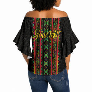 Personalized Mali Bogolanfini African Pattern Off Shoulder Wrap Waist Top