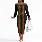 Personalized Mali Bogolanfini African Pattern Off The Shoulder Long Sleeve Dress
