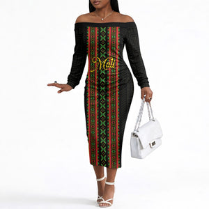 Personalized Mali Bogolanfini African Pattern Off The Shoulder Long Sleeve Dress