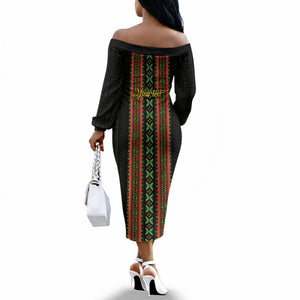 Personalized Mali Bogolanfini African Pattern Off The Shoulder Long Sleeve Dress