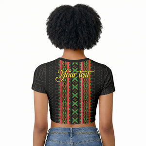 Personalized Mali Bogolanfini African Pattern Raglan Cropped T shirt