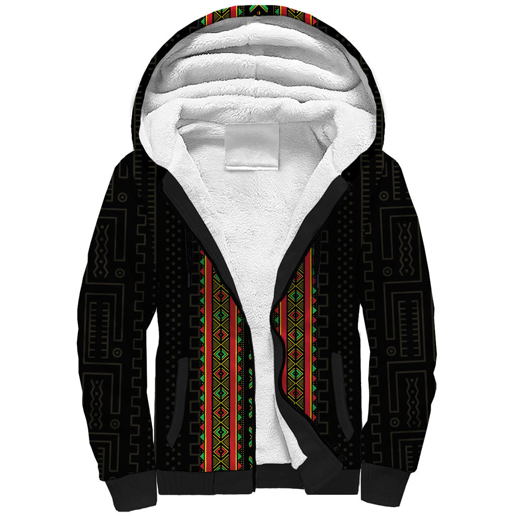 Personalized Mali Bogolanfini African Pattern Sherpa Hoodie
