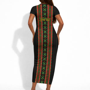 Personalized Mali Bogolanfini African Pattern Short Sleeve Bodycon Dress