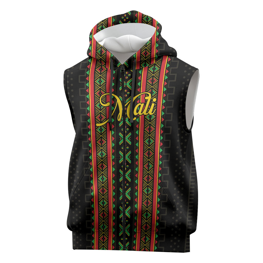 Personalized Mali Bogolanfini African Pattern Sleeveless Zip Hoodie