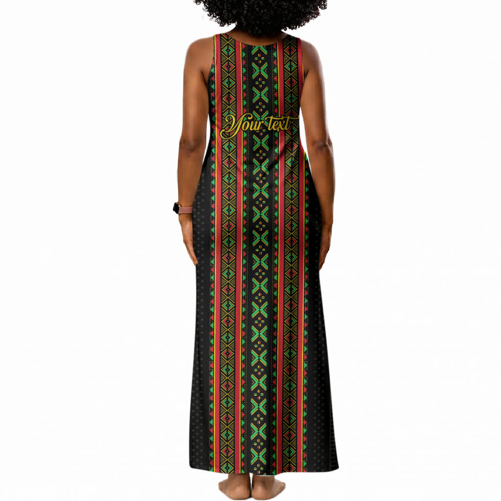 Personalized Mali Bogolanfini African Pattern Tank Maxi Dress