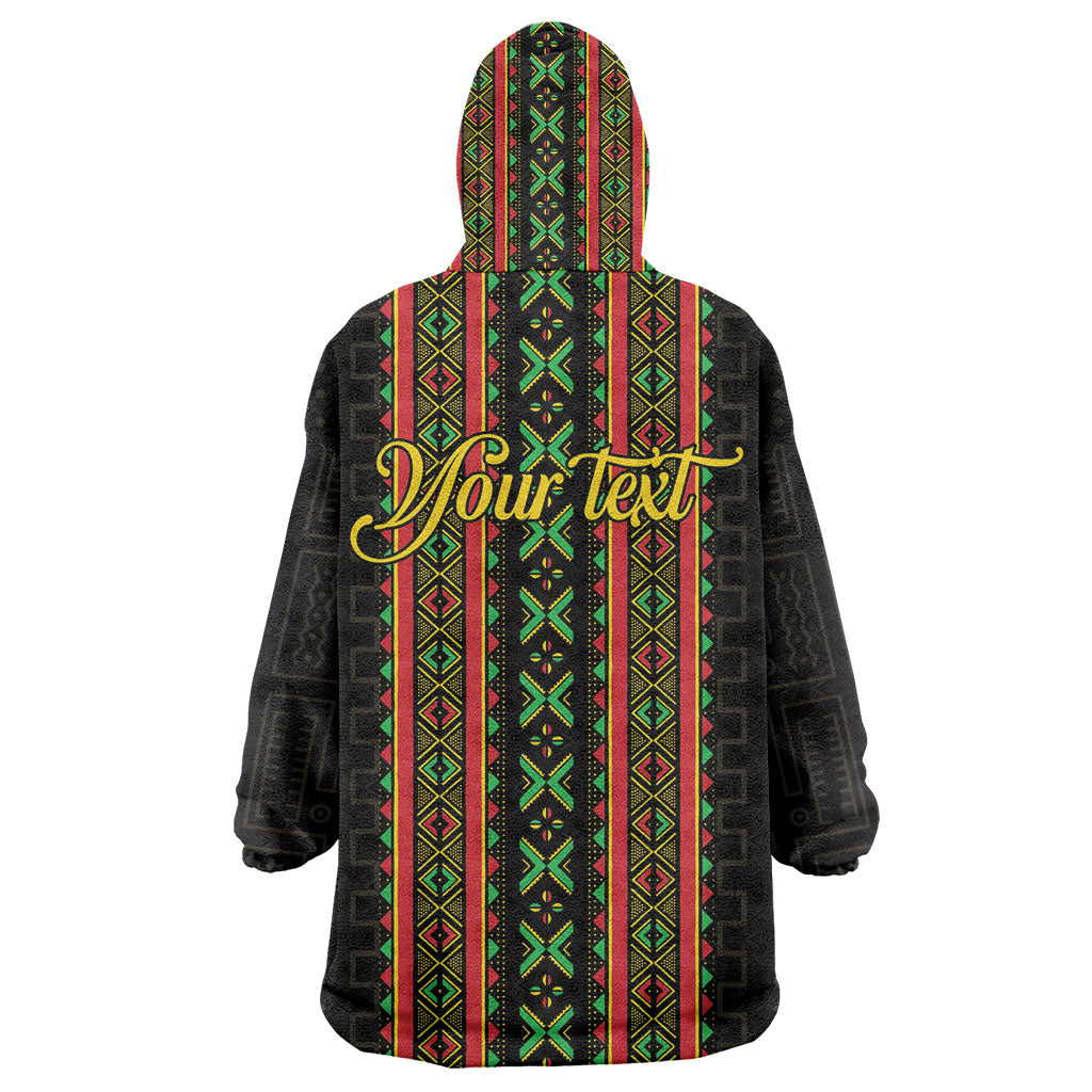 Personalized Mali Bogolanfini African Pattern Wearable Blanket Hoodie