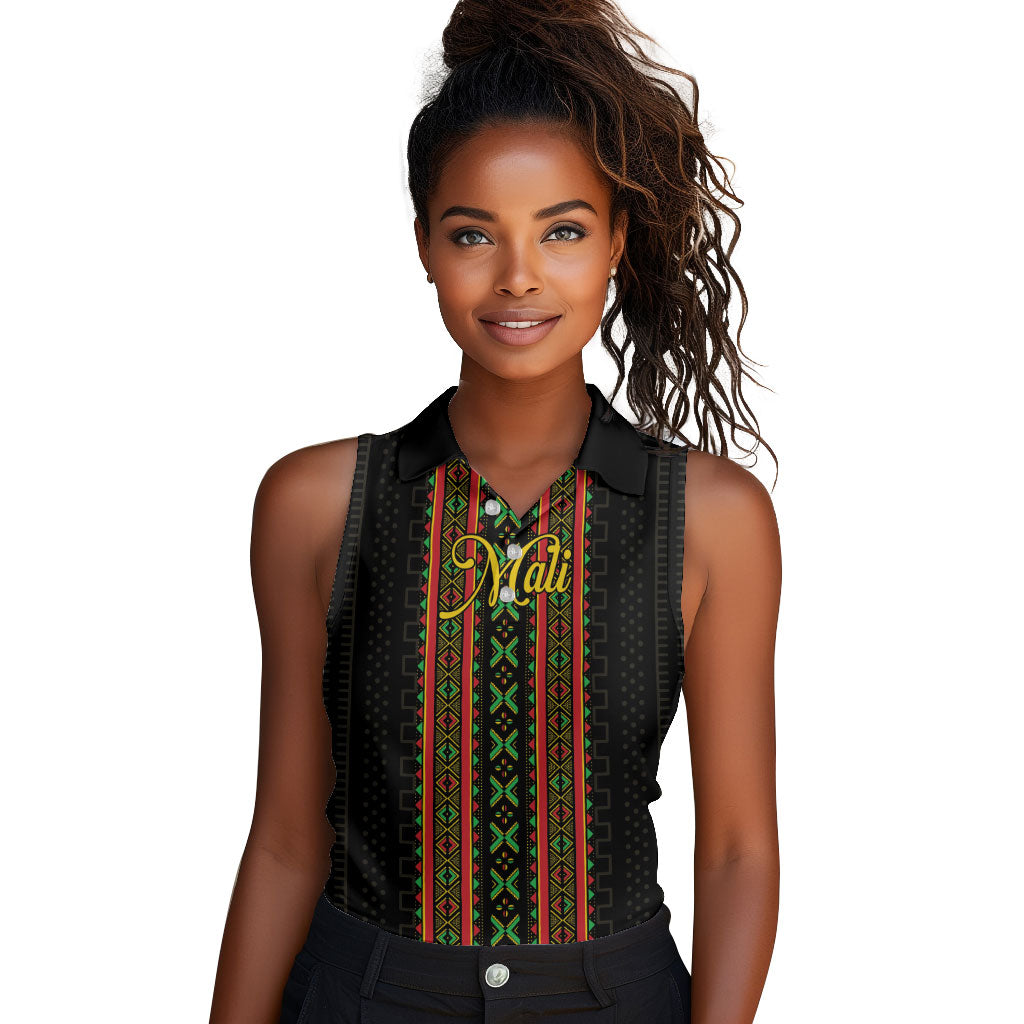 Personalized Mali Bogolanfini African Pattern Women Sleeveless Polo Shirt