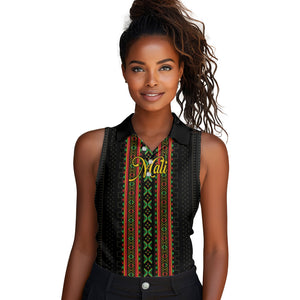 Personalized Mali Bogolanfini African Pattern Women Sleeveless Polo Shirt