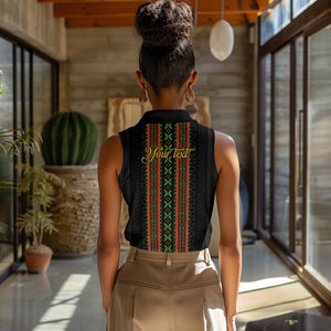 Personalized Mali Bogolanfini African Pattern Women Sleeveless Polo Shirt
