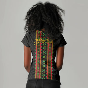 Personalized Mali Bogolanfini African Pattern Women V-Neck T-Shirt