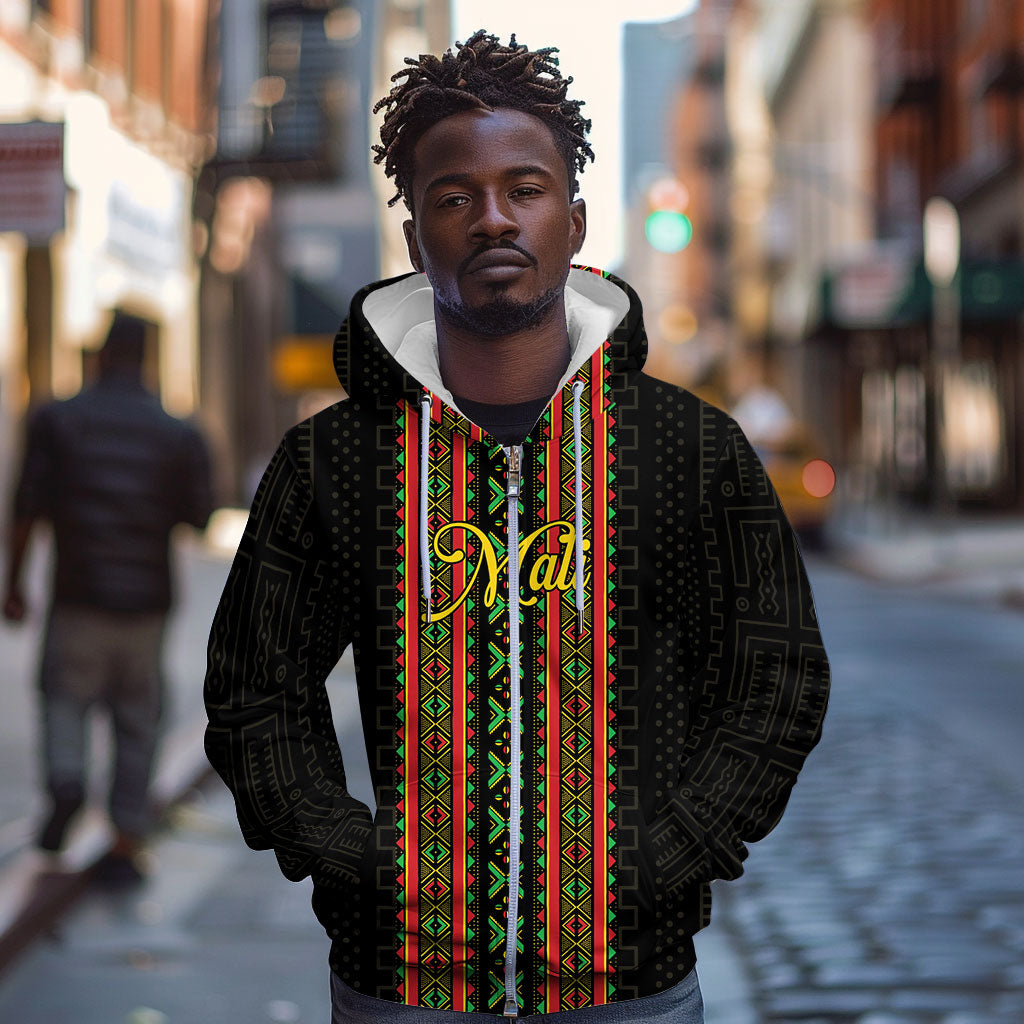 Personalized Mali Bogolanfini African Pattern Zip Hoodie