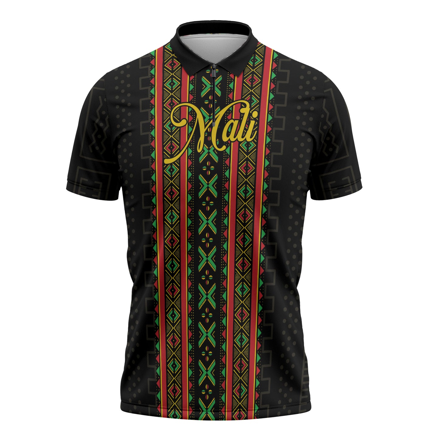 Personalized Mali Bogolanfini African Pattern Zipper Polo Shirt