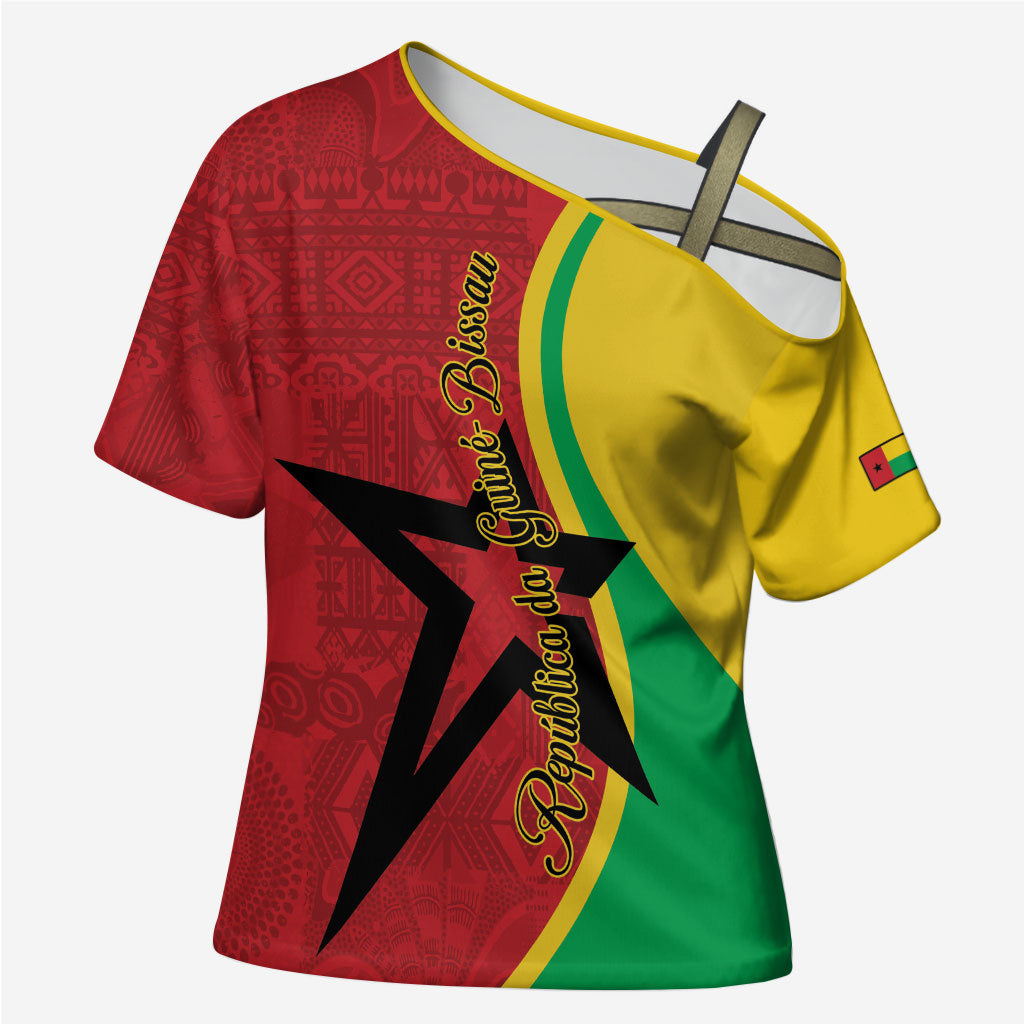 Personalized Guinea-Bissau Cross Shoulder Shirt Happy Independence Day