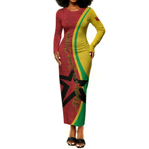 Personalized Guinea-Bissau Long Sleeve Bodycon Dress Happy Independence Day