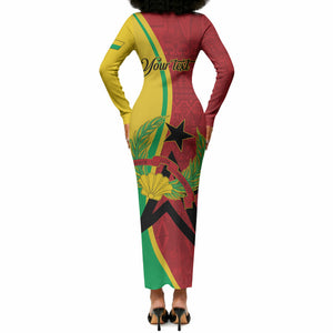Personalized Guinea-Bissau Long Sleeve Bodycon Dress Happy Independence Day