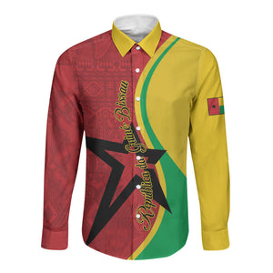 Personalized Guinea-Bissau Long Sleeve Button Shirt Happy Independence Day