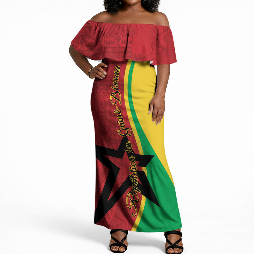Personalized Guinea-Bissau Off Shoulder Maxi Dress Happy Independence Day