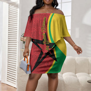 Personalized Guinea-Bissau Off Shoulder Short Dress Happy Independence Day